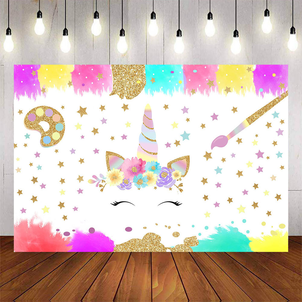 Mocsicka Unicorn Drawing Board Happy Birthday Backdrop-Mocsicka Party