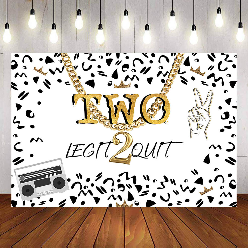 Mocsicka Two Legit Quit Gold Chain and Retro Radio Backdrop-Mocsicka Party