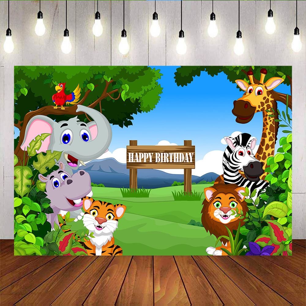 Mocsicka Woodland Cartoon Animals Happy Birthday Party Decoration Props-Mocsicka Party