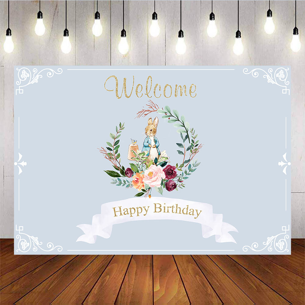 Mocsicka Little Bunny Theme Party Decor Wreath Happy Birthday Back Drops-Mocsicka Party
