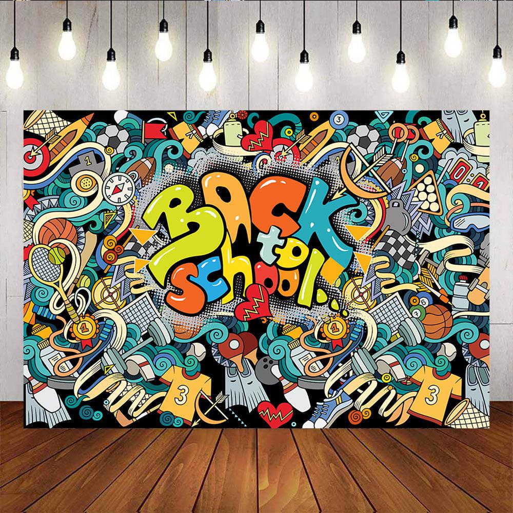 Mocsicka Back to School Backdrops Hip Hop Theme Party Decoration Props-Mocsicka Party