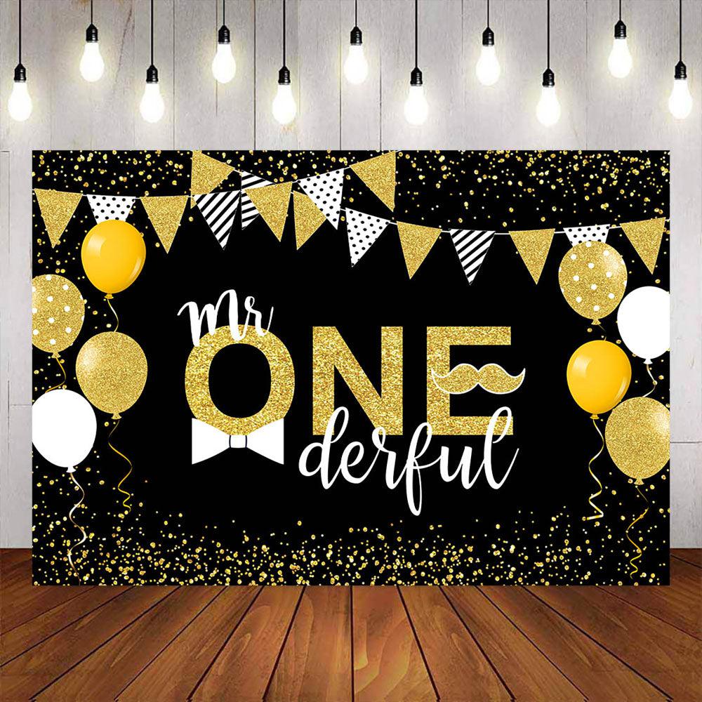 Mocsicka One Theme Balloons and Ribbon Birthday Party Backdrop-Mocsicka Party