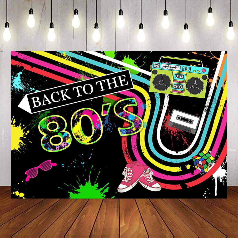 Mocsicka Back to the 80s Retro Radio and Sneakers Theme Party Banners-Mocsicka Party