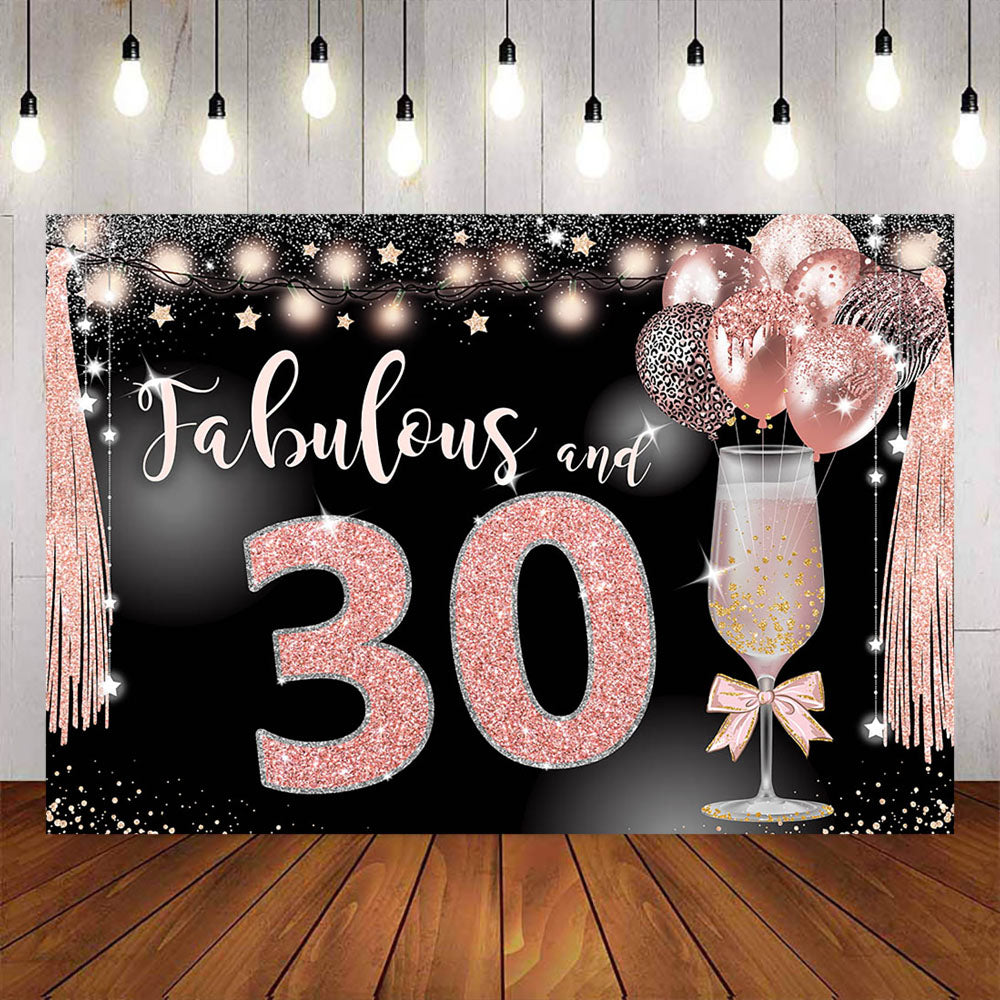 Mocsicka Fabulous 30th Balloons and Champagne Birthday Party Banners