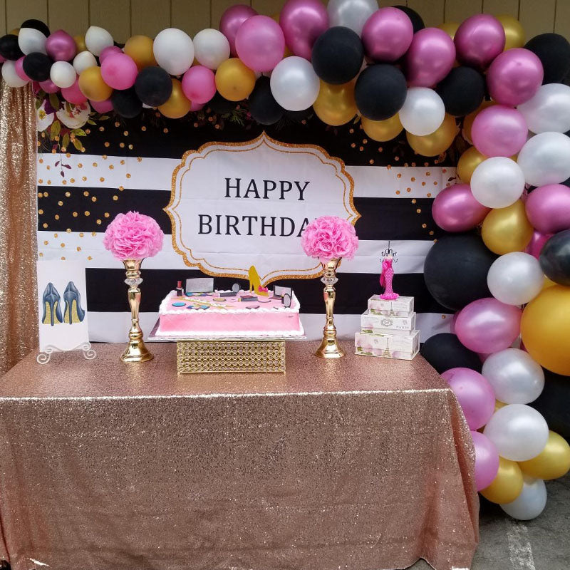 Mocsicka Black White Stripes Happy Birthday Party Decoration Props-Mocsicka Party