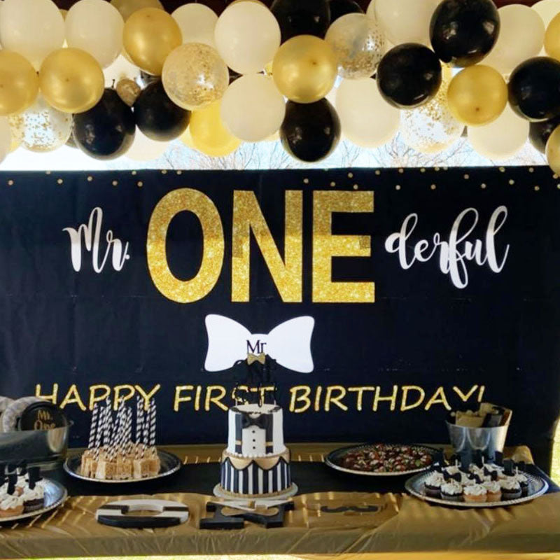 Mocsicka Black and Golden Dots 1st Birthday Party Props Custom Backdrops-Mocsicka Party