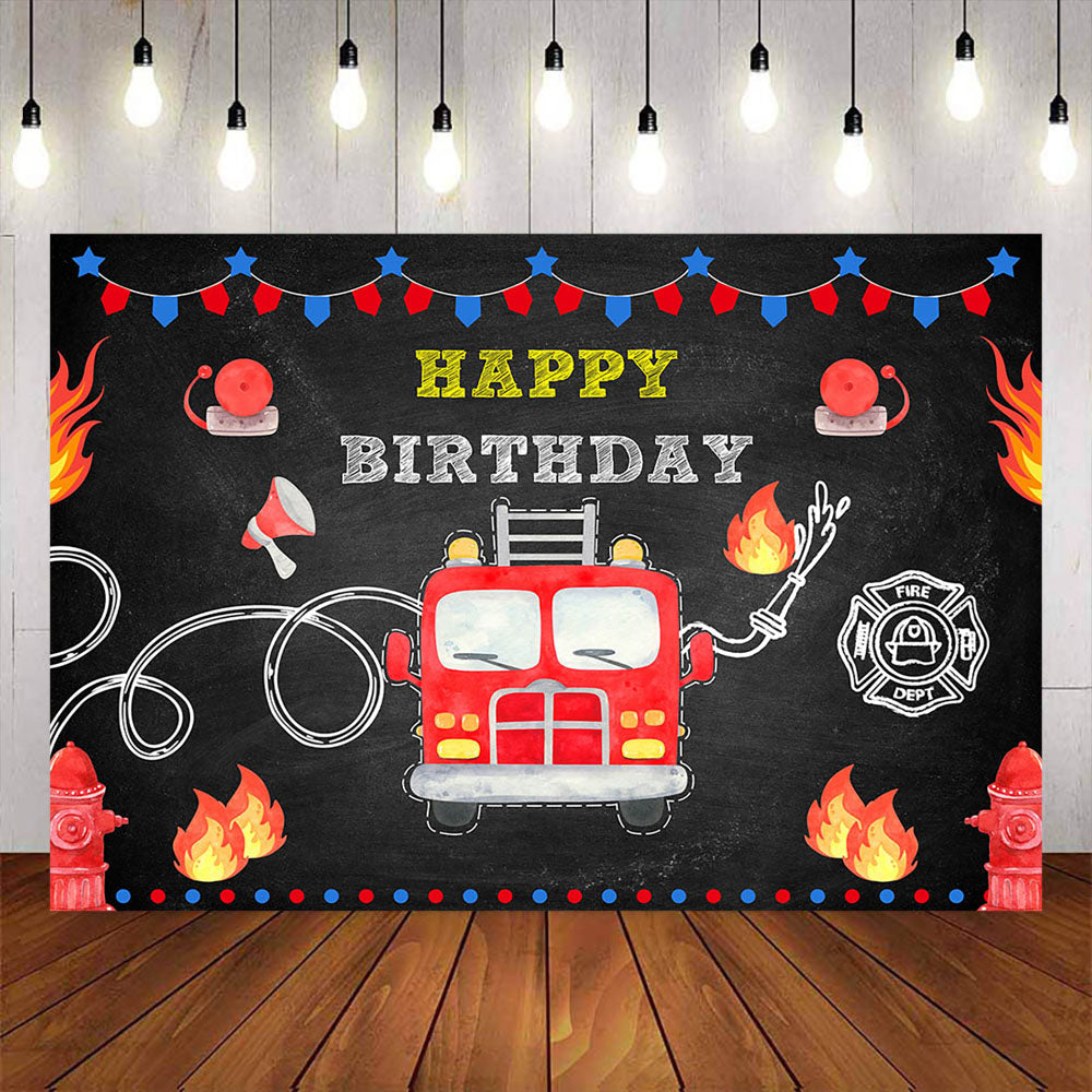 Mocsicka Traffic Theme Firetrcuk Happy Birthday Backdrop-Mocsicka Party
