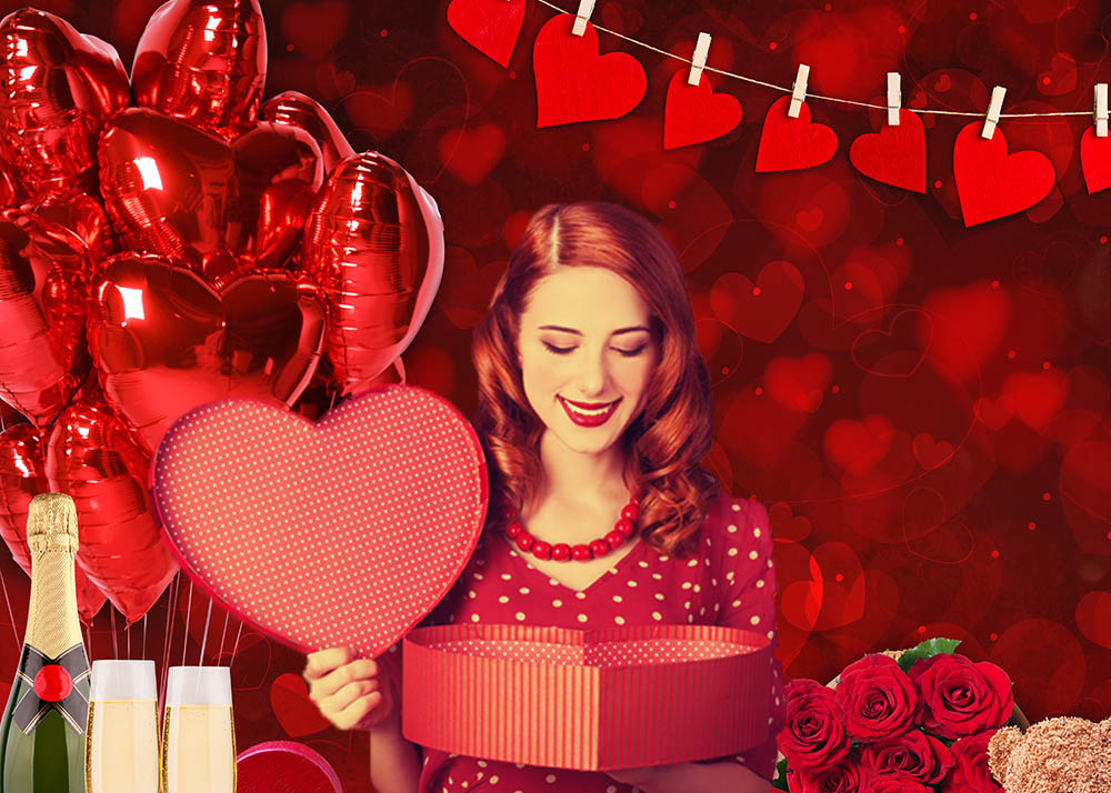 Mocsicka Red Love and Rose Happy Valentine's Day Backdrop-Mocsicka Party