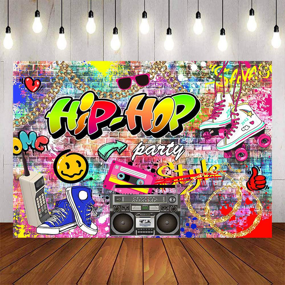 Mocsicka Graffiti Wall Hip-Hop Party Backdrop-Mocsicka Party