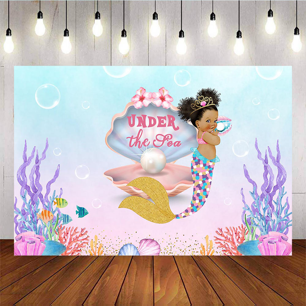 Mermaid Theme Baby Shower Backdrop Pearl Shell Under the Sea Photo Prop –  Mocsicka Party