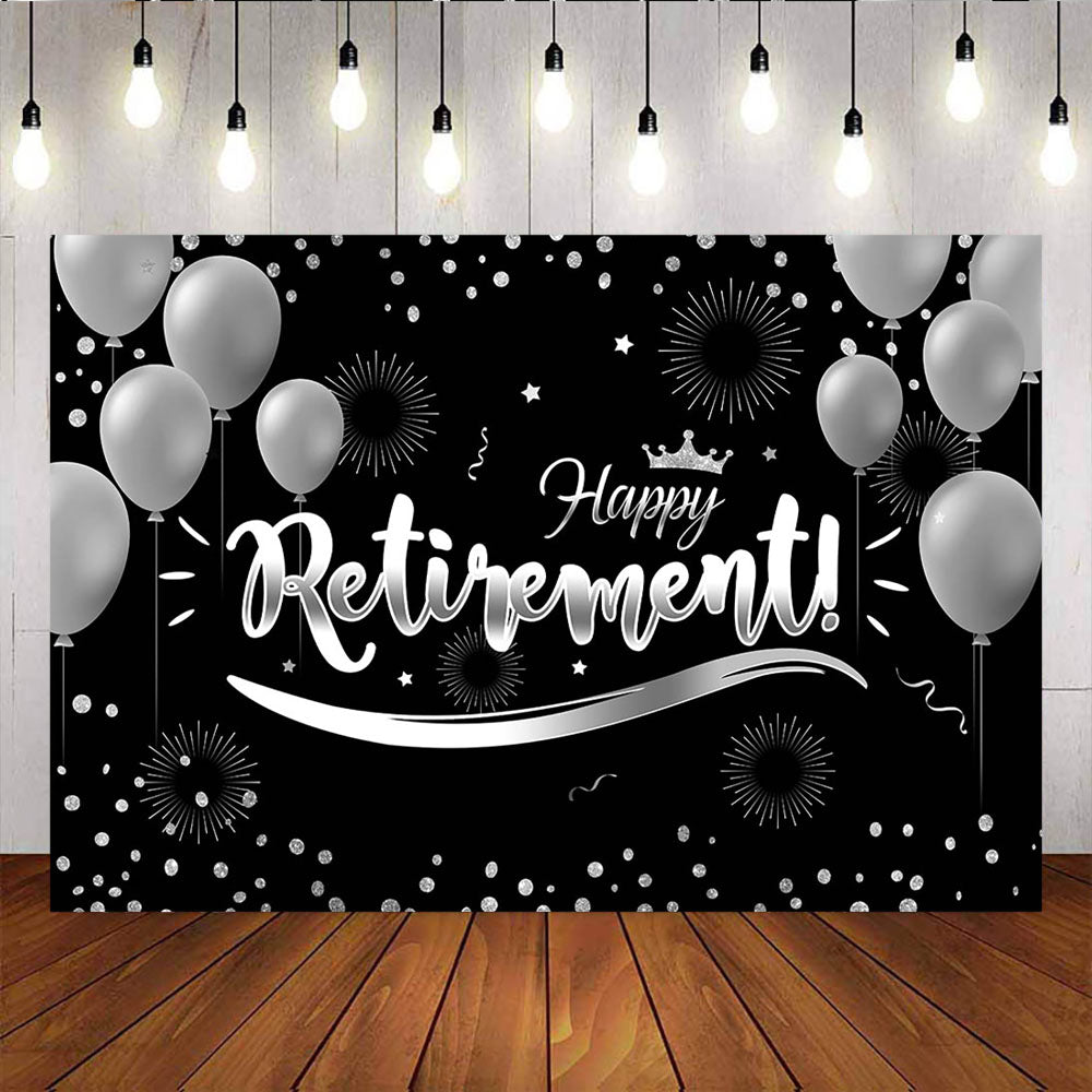 Mocsicka Happy Retirement Party Supplies Sliver Balloons and Stars Backdrop-Mocsicka Party