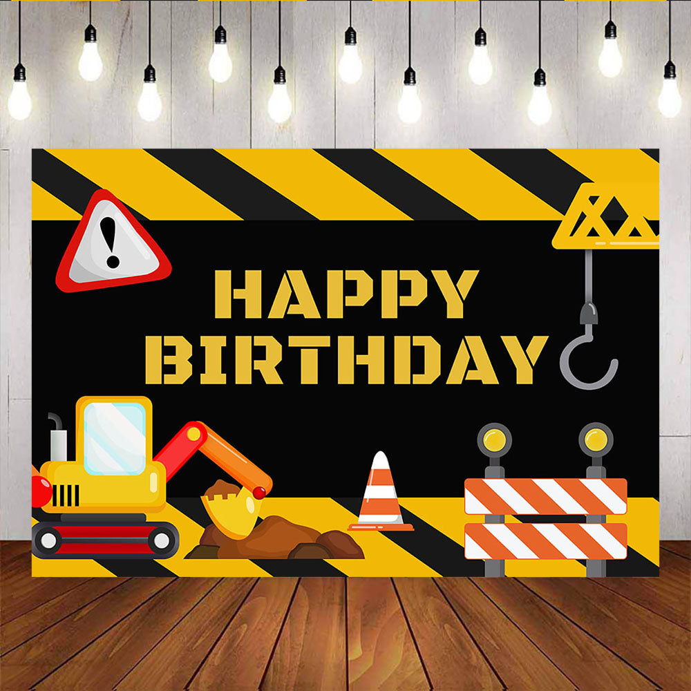 Mocsicka Traffic Theme Party Backdrop Excavator Happy Birthday Party Decoration-Mocsicka Party