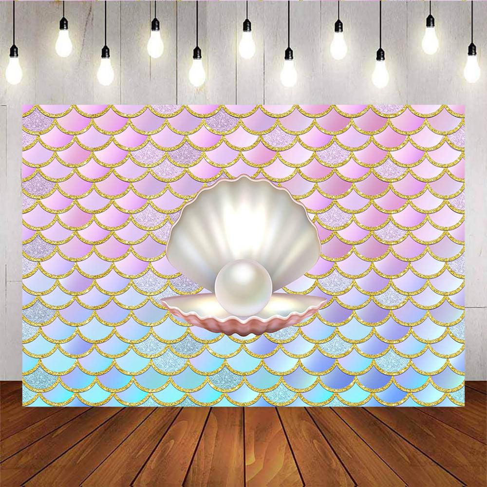 Mocsicka Mermaid Baby Shower Backdrop Big Pearl Newborn Party Decoration-Mocsicka Party