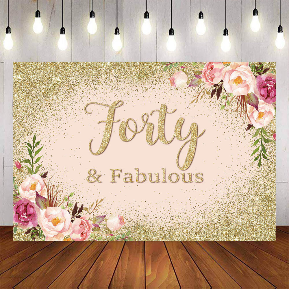 Mocsicka Forty Fabulous Golden Dots Happy Birthday Party Background-Mocsicka Party