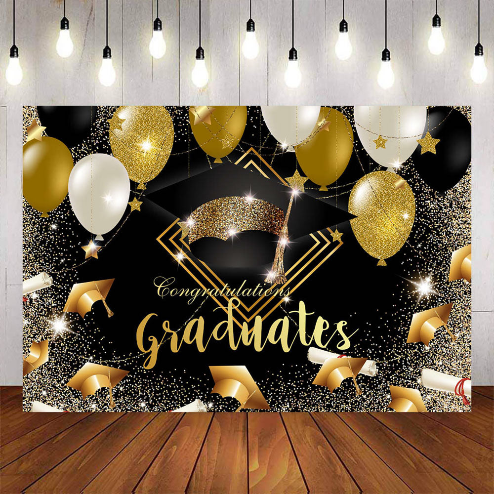 Mocsicka Congratulations Graduates Golden Balloons Theme Party Decor-Mocsicka Party