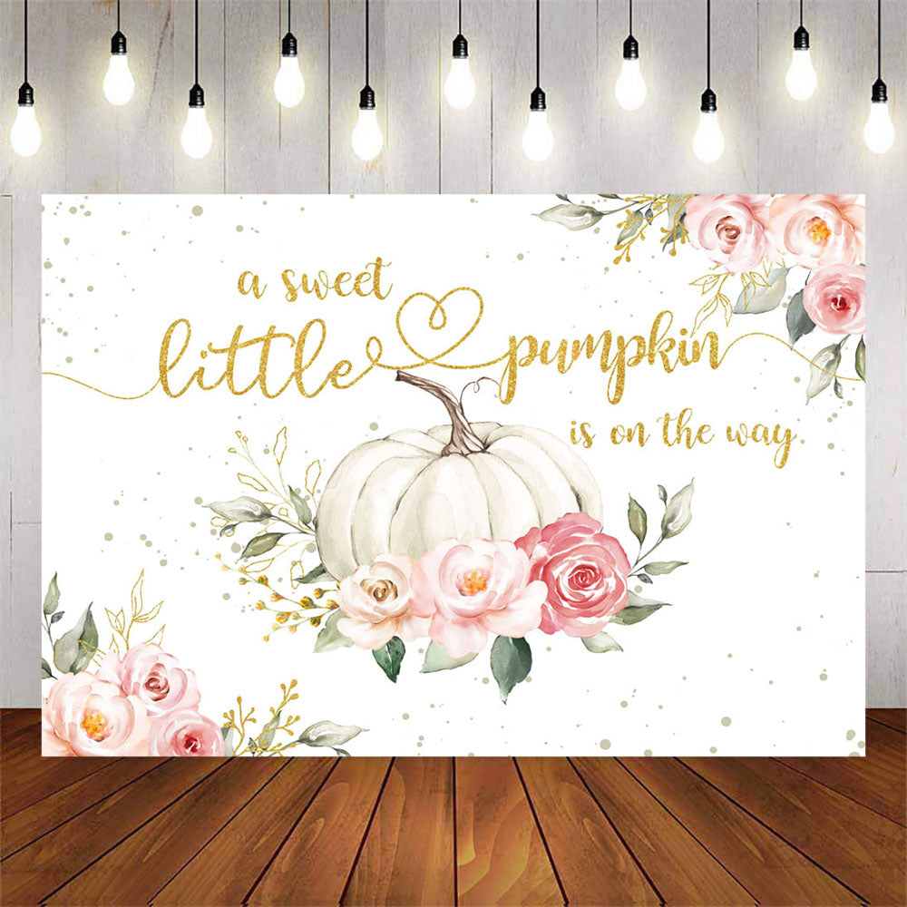 Mocsicka A Sweet Little Pumpkin is on the Way Baby Shower Backdrop