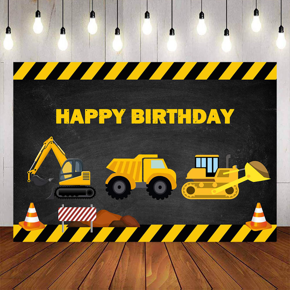 Mocsicka Excavator Theme Happy Birthday Backdrop-Mocsicka Party