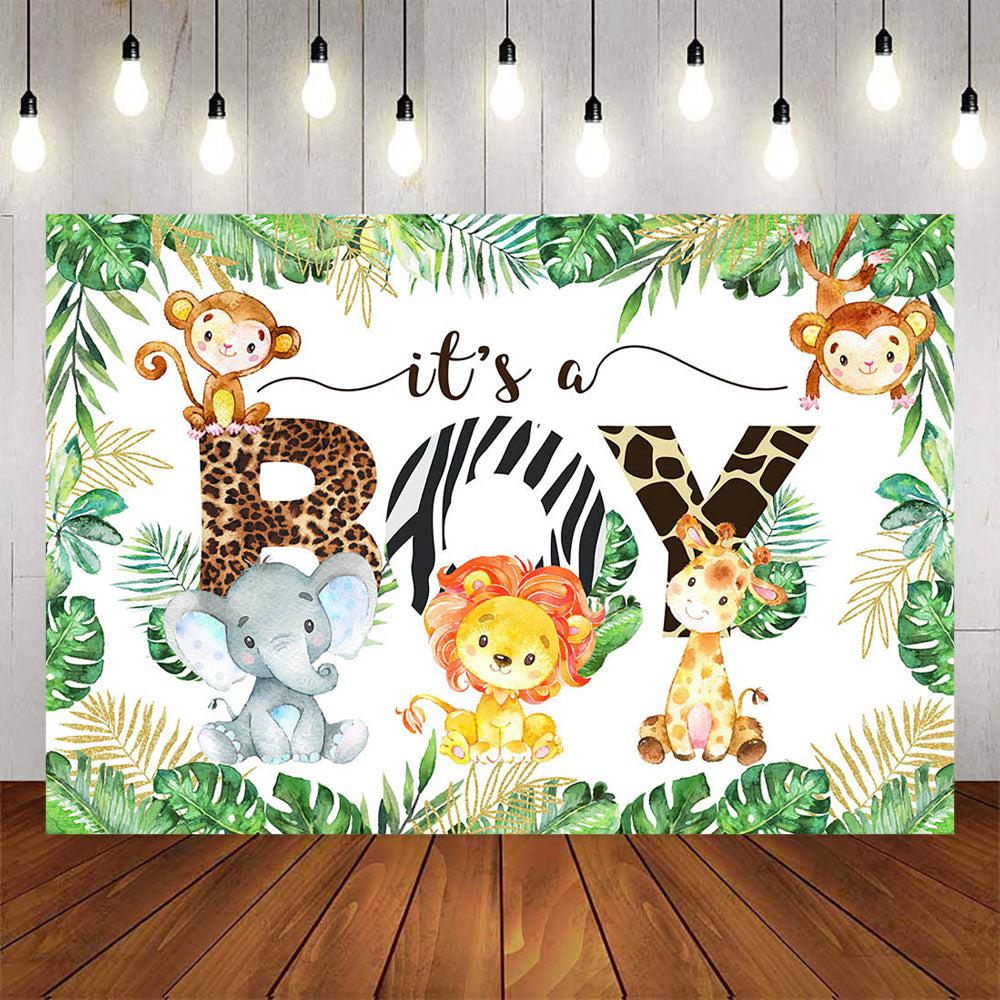 Mocsicka It's a Boy Little Animals Baby Shower Backdrop-Mocsicka Party