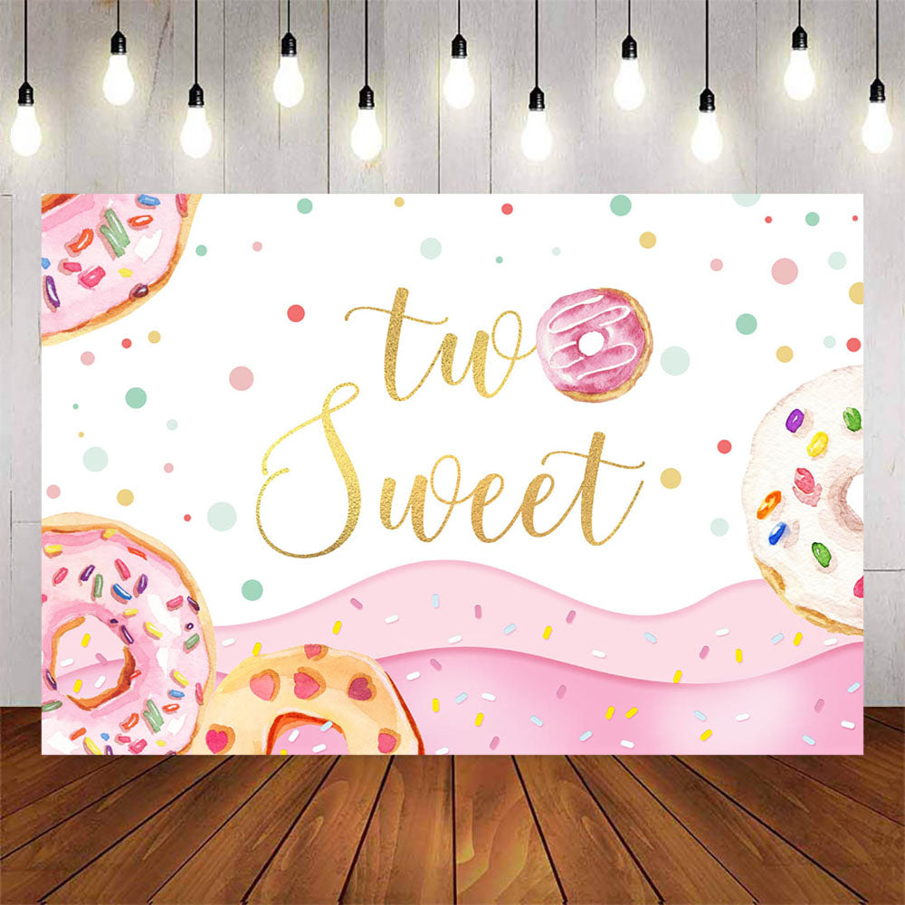 Mocsicka Two Sweet Donut Theme Happy Birthday Backdrop-Mocsicka Party