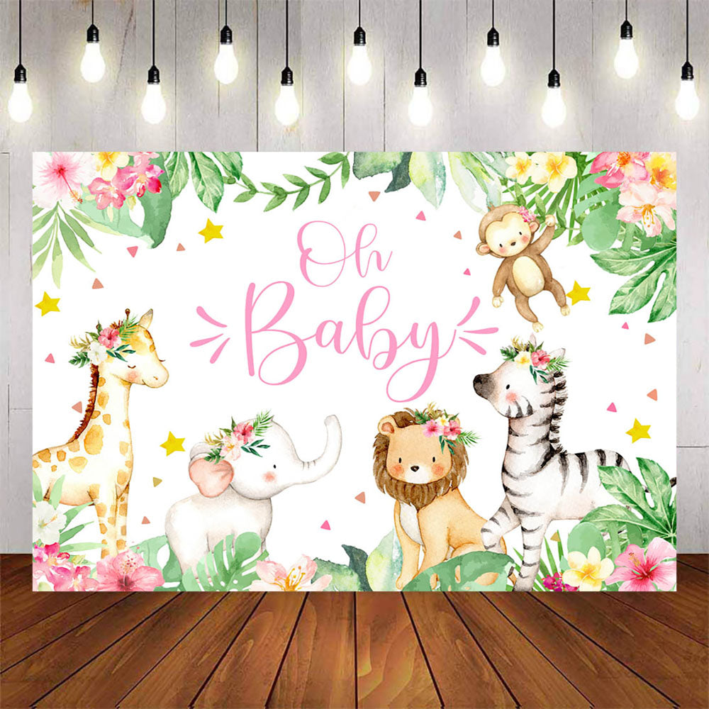 Mocsicka Little Animals and Forest Oh Baby Shower Backdrop-Mocsicka Party