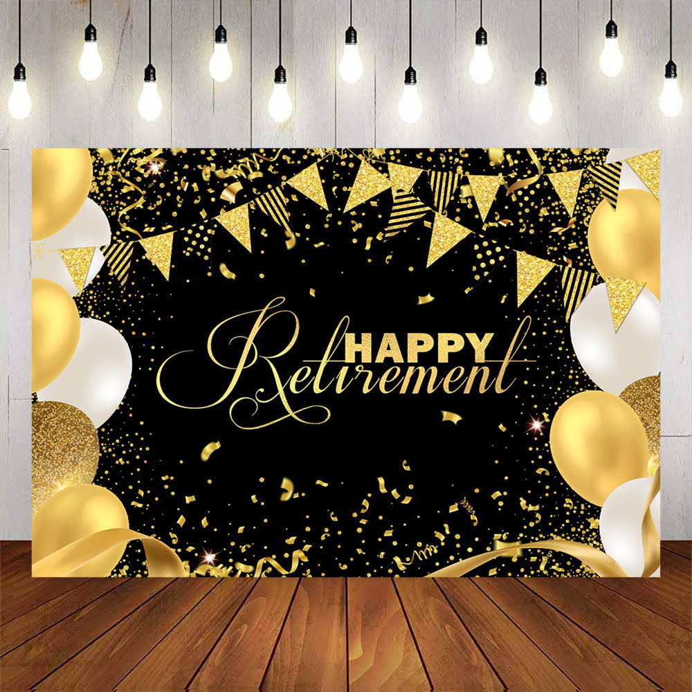 Mocsicka Balloons and Ribbon Happy Retirement Backdrop-Mocsicka Party