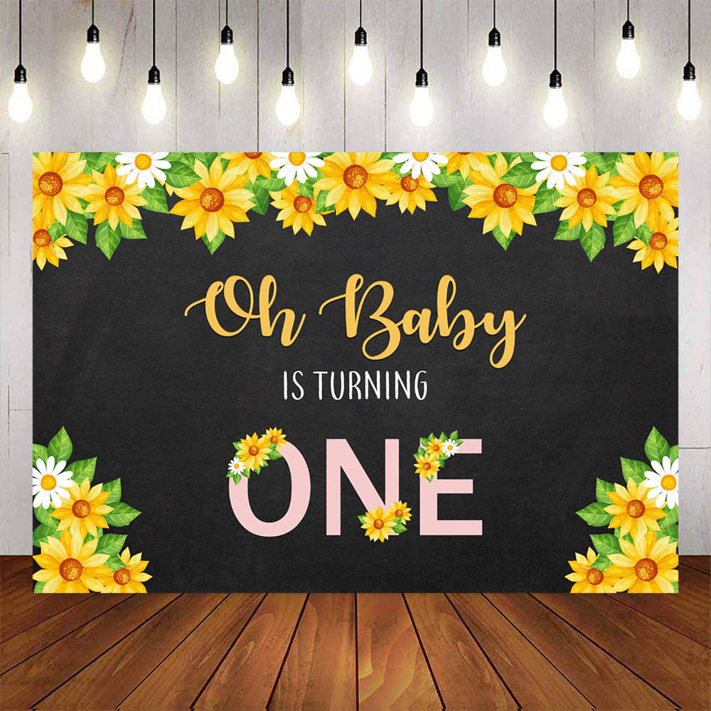 Mocsicka 1st Birthday Party Supplies Sunflowers Photo Backdrop-Mocsicka Party