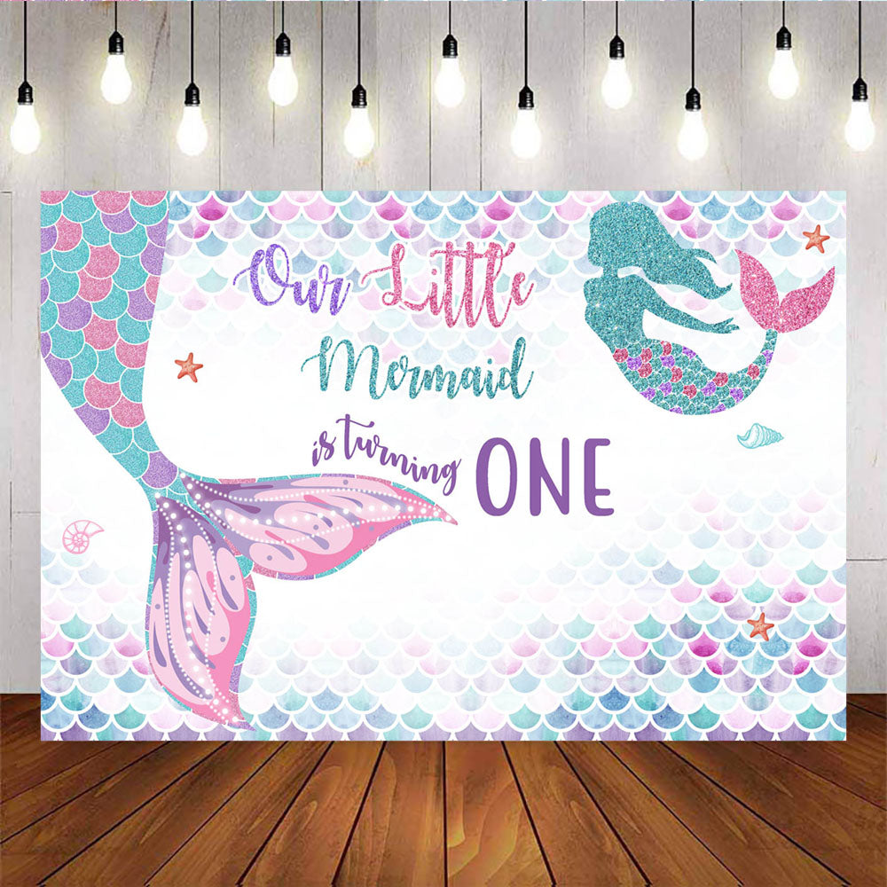 Mocsicka 1st Birthday Party Supplies Undersea Mermaid Theme Back Drops-Mocsicka Party
