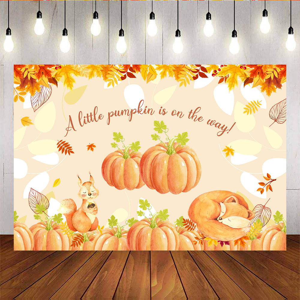 Mocsicka Little Pumpkin Maple Leaf Photo Background Baby Shower Decor Prop-Mocsicka Party