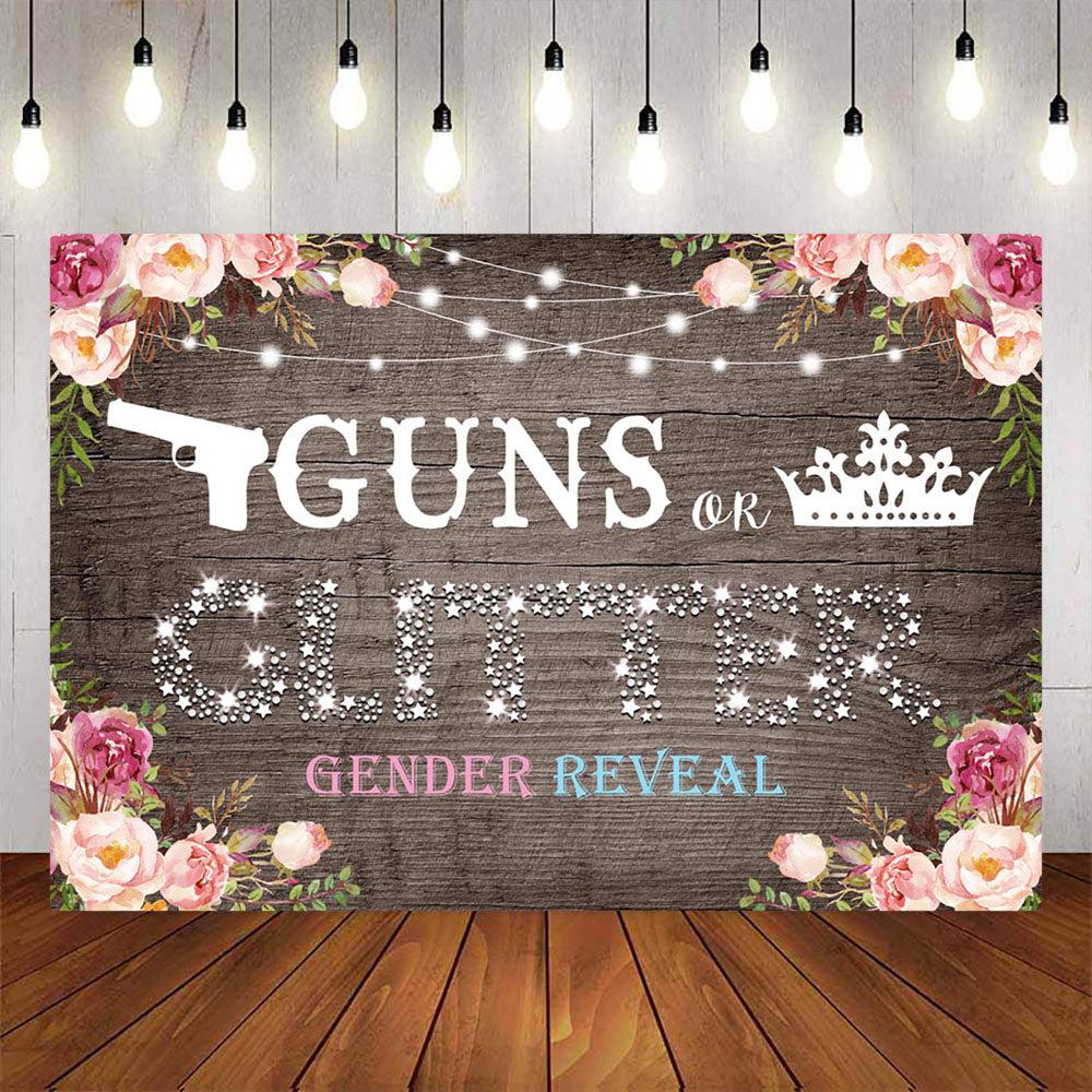 Mocsicka Guns or Crowns Gender Reveal Baby Shower Backdrop-Mocsicka Party