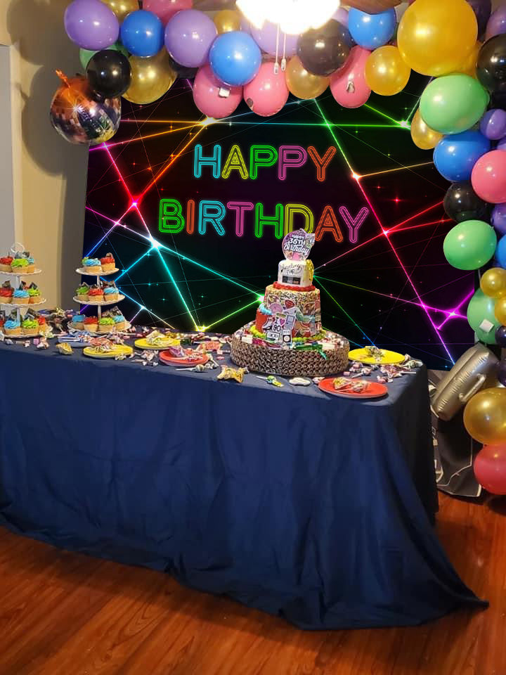 Mocsicka Neon Light Happy Birthday Party Backgrounds-Mocsicka Party