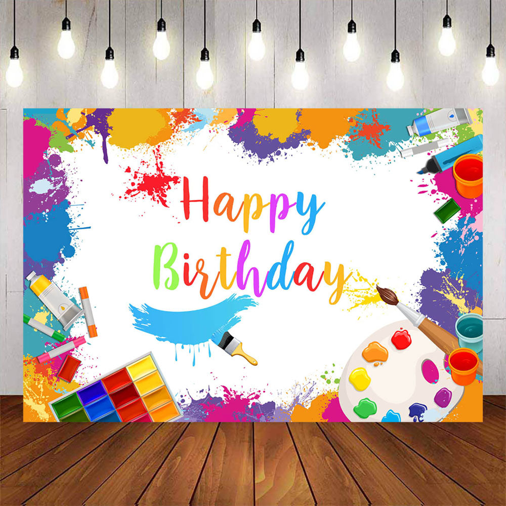 Mocsicka Painting Doodle Happy Birthday Party Backgrounds-Mocsicka Party
