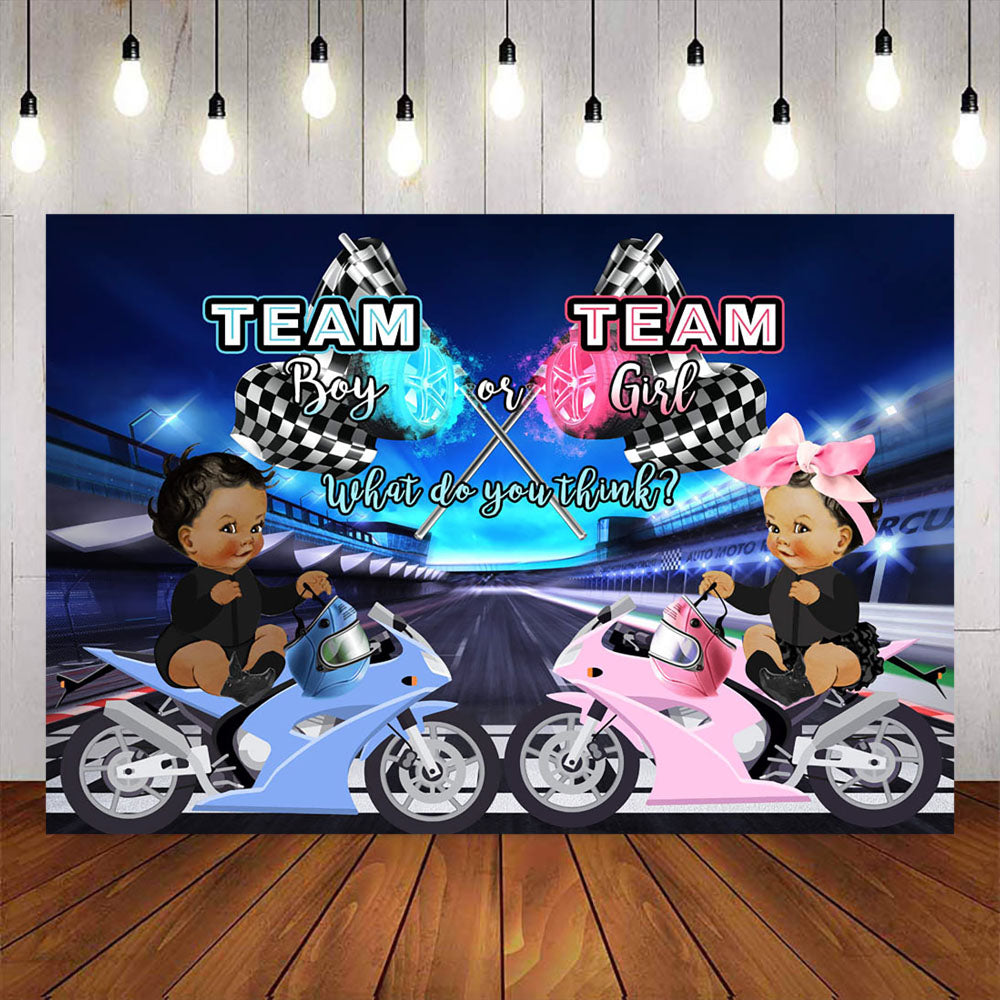Mocsicka Locomotive Boy or Girl Gender Reveal Party Backdrop
