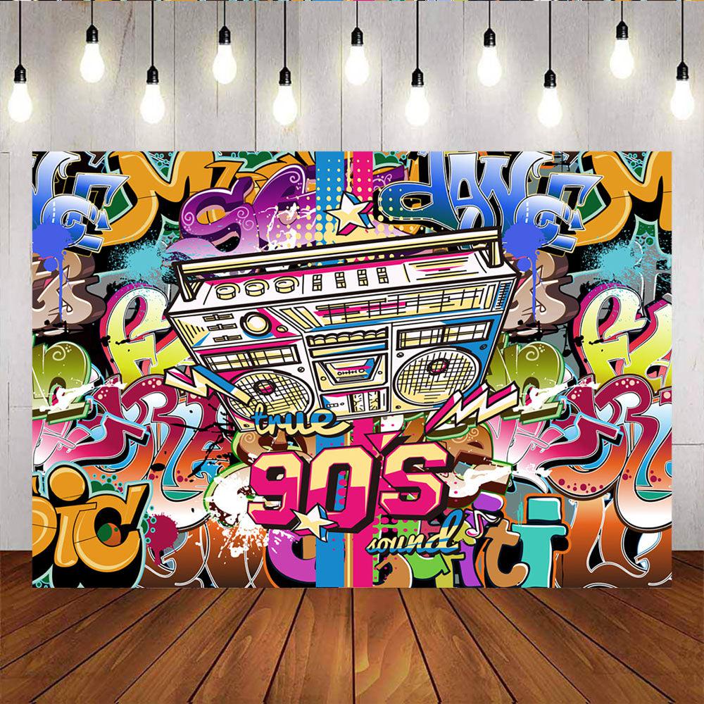 Mocsicka True 90s Theme Parties Decor Prop Retro Radio and Graffiti Backdrops-Mocsicka Party