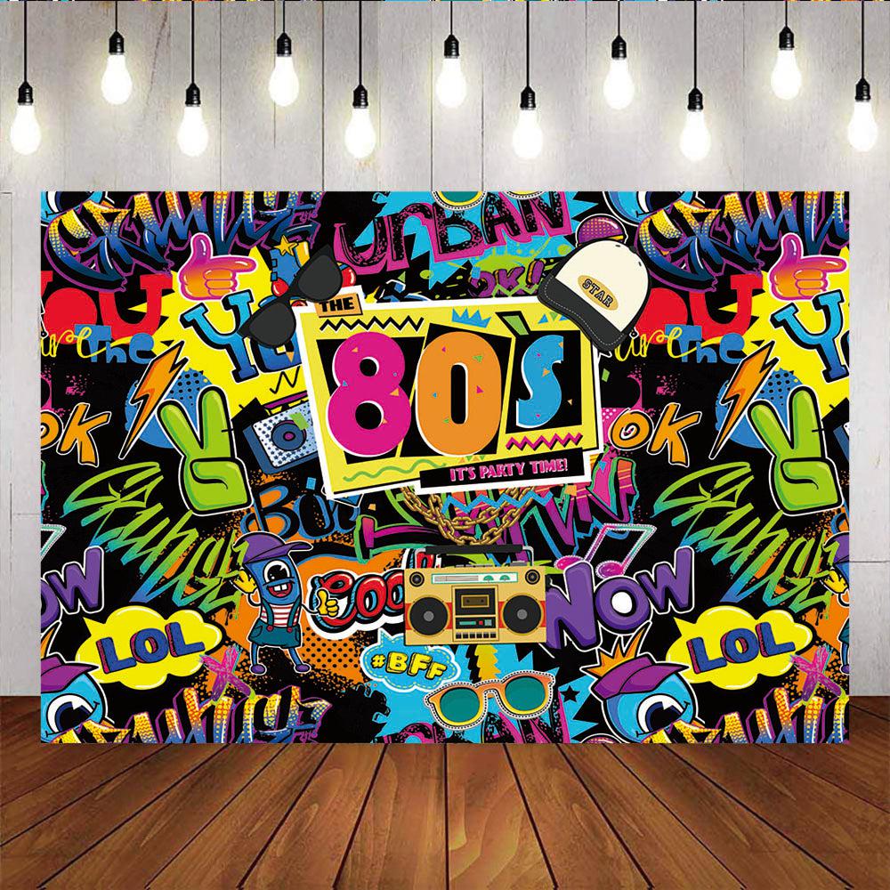 Mocsicka The 80s Hip Hop Party Decoration Retro Radio and Graffiti Backdrops-Mocsicka Party