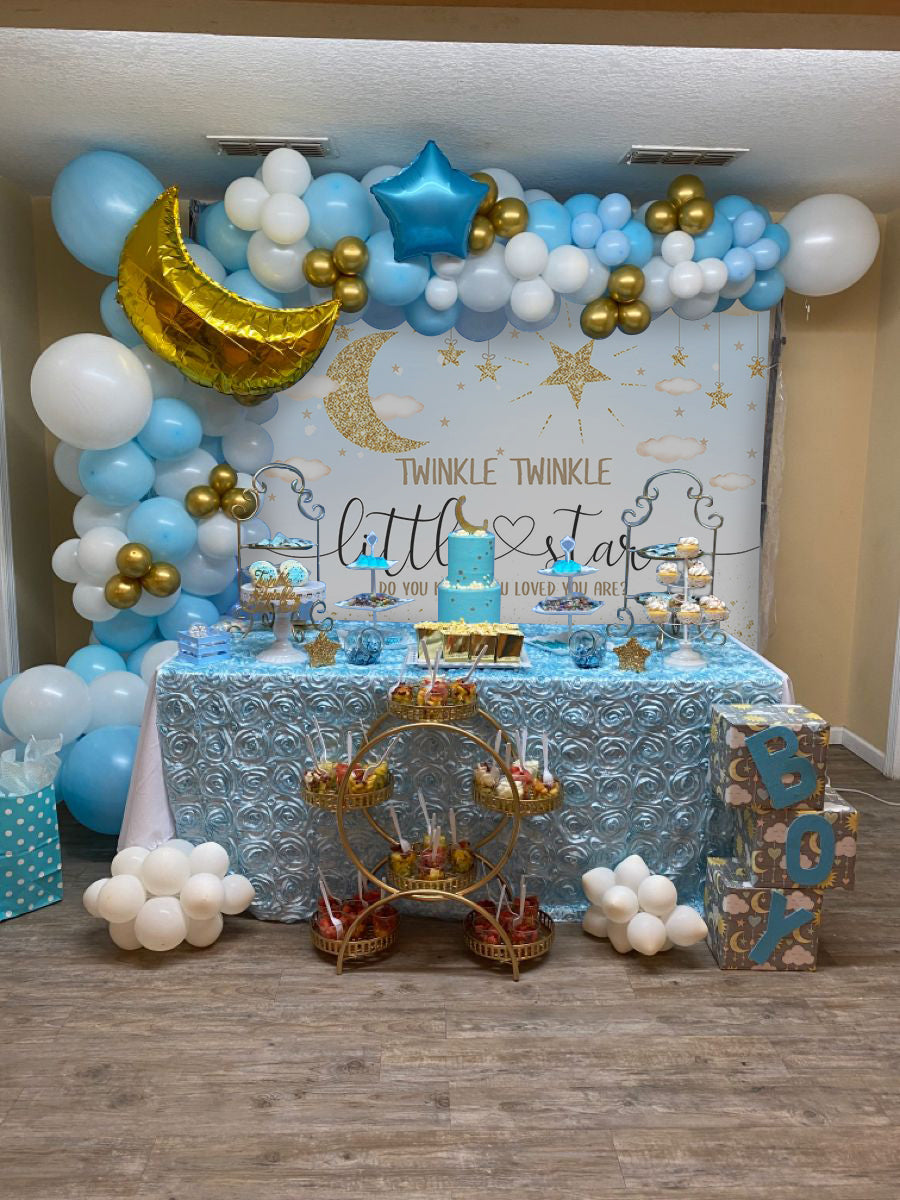 Mocsicka Twinkle Little Star and Gold Moon Baby Shower Background-Mocsicka Party