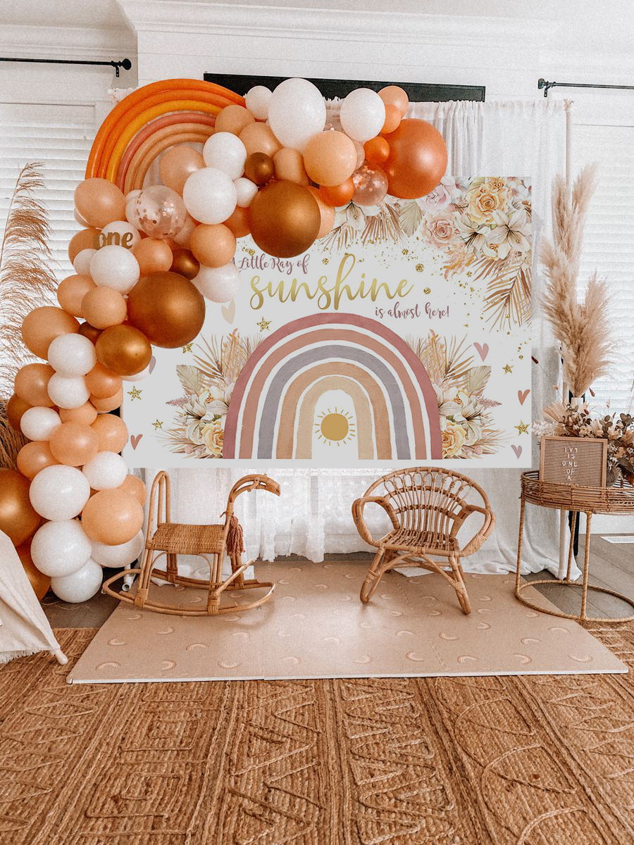Mocsicka Boho Rainbow and Flowers Birthday Banner-Mocsicka Party