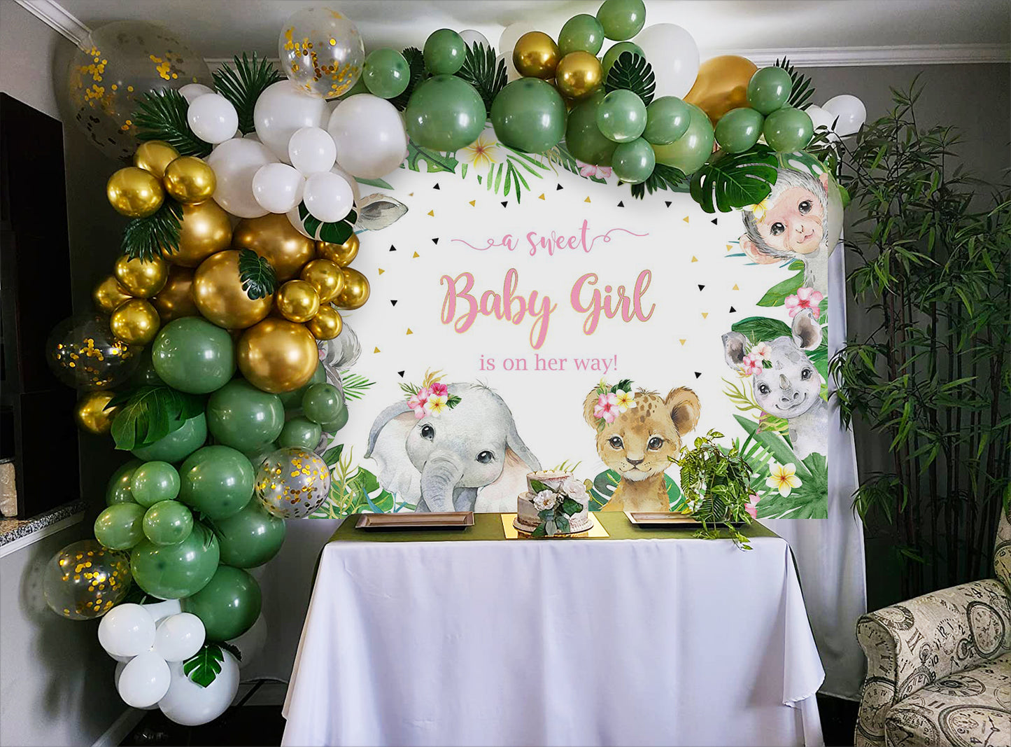 Mocsicka A Sweet Baby Girl is on Her Way Baby Shower Backdrop-Mocsicka Party