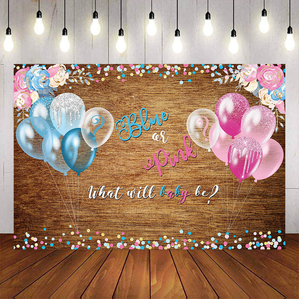 Mocsicka Blue or Pink Balloons Gender Reveal Party Backgrounds-Mocsicka Party