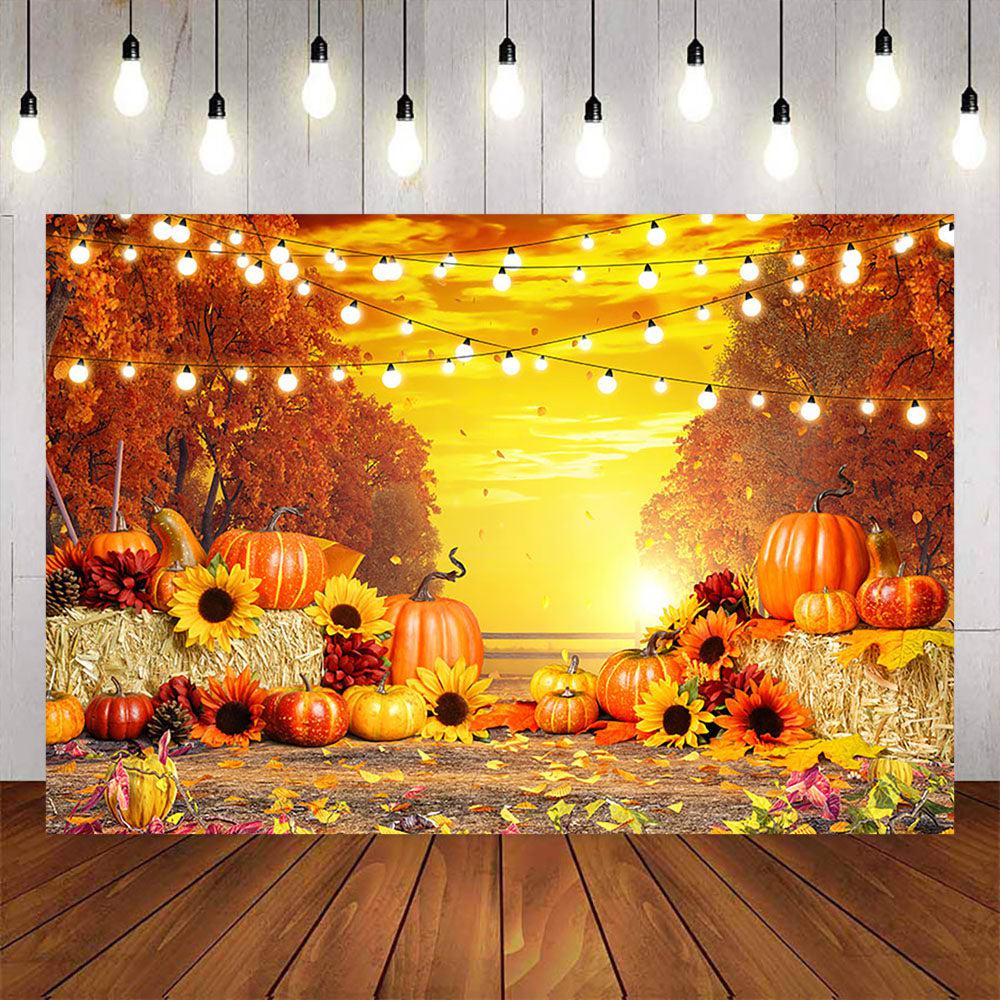 Mocsicka Pumpkin and Maple Leaf Autumn Backdrop