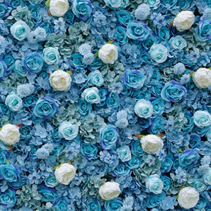 Mocsicka All Blue Dotted with White Fabric Artificial Flower Wall  for Wedding Wedding Scene Layout