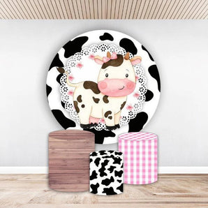 Mocsicka Cow Farm Theme Round cover and Cylinder Covers Kit for Birthday Party Decoration