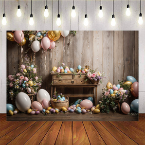 Mocsicka Easter Theme Colorful Eggs Backdrop