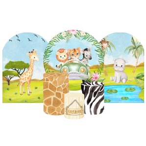 Mocsicka Safari Baby Animals Cotton Fabric 6pcs Baby Shower Party Decoration Covers Kit