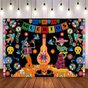 Mocsicka Mexican Day of the Dead Theme Party Backdrop