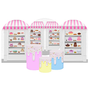 Mocsicka Ice Cream Dessert Cotton Fabric 6pcs Birthday Party Decoration Covers Kit