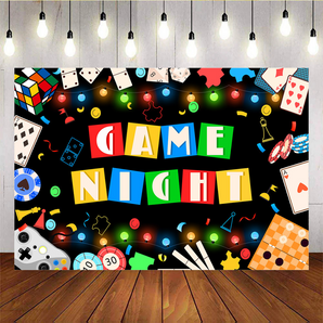 Mocsicka Colorful Game Night Crazy Party Backdrop