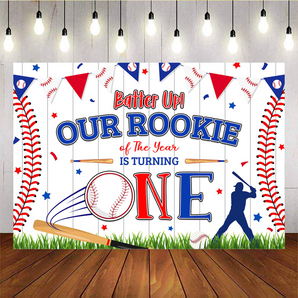 Mocsicka Batter Up Our Rookie Of The Year Is Turning One Birthday Backdrop