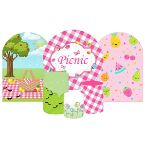 Mocsicka Outdoor Picnic Cotton Fabric 6pcs Birthday Party Decoration Covers Kit