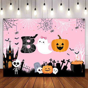 Mocsicka Pink Boo Halloween Theme Party Backdrop