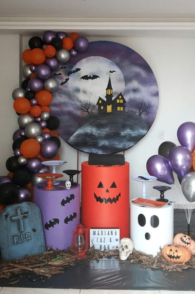 Mocsicka Castle in the Dark Round cover and Cylinder Cover Kit for Halloween Party Decoration